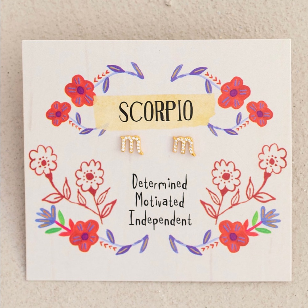Zodiac Gold Plated Scorpio Tiny Stud Earrings